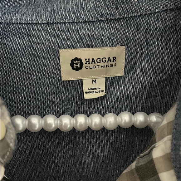 Haggar Black and White Casual Button Down Shirt - Picture 2 of 2